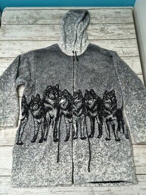 Vintage Pacific Spirit Wolf Fleece Full Zip Jacket Size Medium